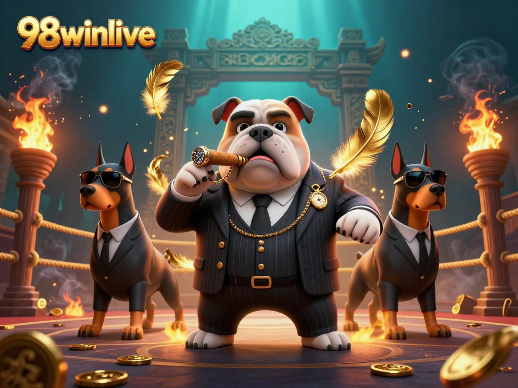 Engage with thrilling gameplay at 98winlive featuring a mafia boss and casino elements.