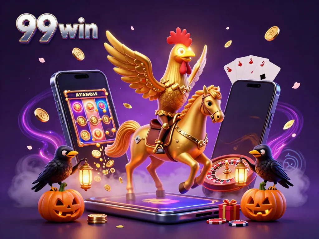 Enjoy exciting slots and games at 99 win featuring a golden rooster and thrilling casino elements.