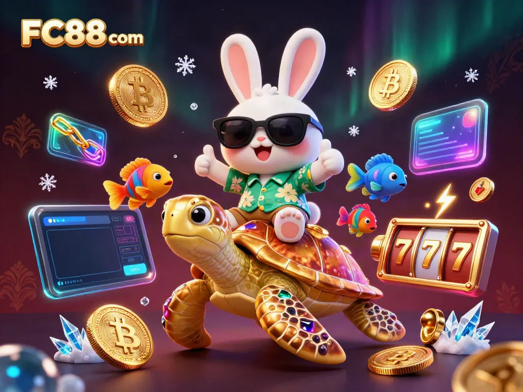 Experience the excitement at FC88 com with vibrant visuals and lucky symbols in a captivating casino scene.