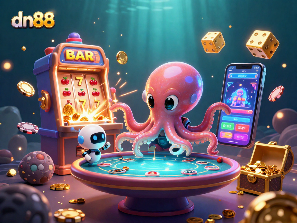 Experience thrilling gaming at dn88 with an alien octopus at a holographic poker table
