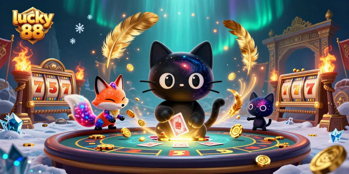 Experience thrilling action in the lucky 88 casino scene with captivating cosmic characters.