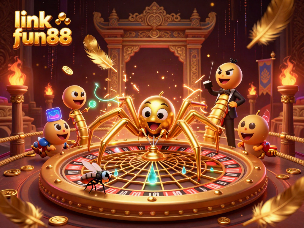 Experience thrilling bets with link fun88 in a dynamic, colorful 3D casino scene.
