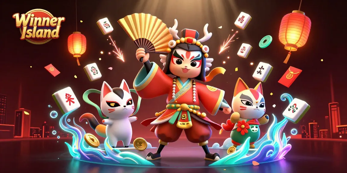 Experience the thrill of Winner Island with vibrant game elements and lively characters in a dynamic scene.