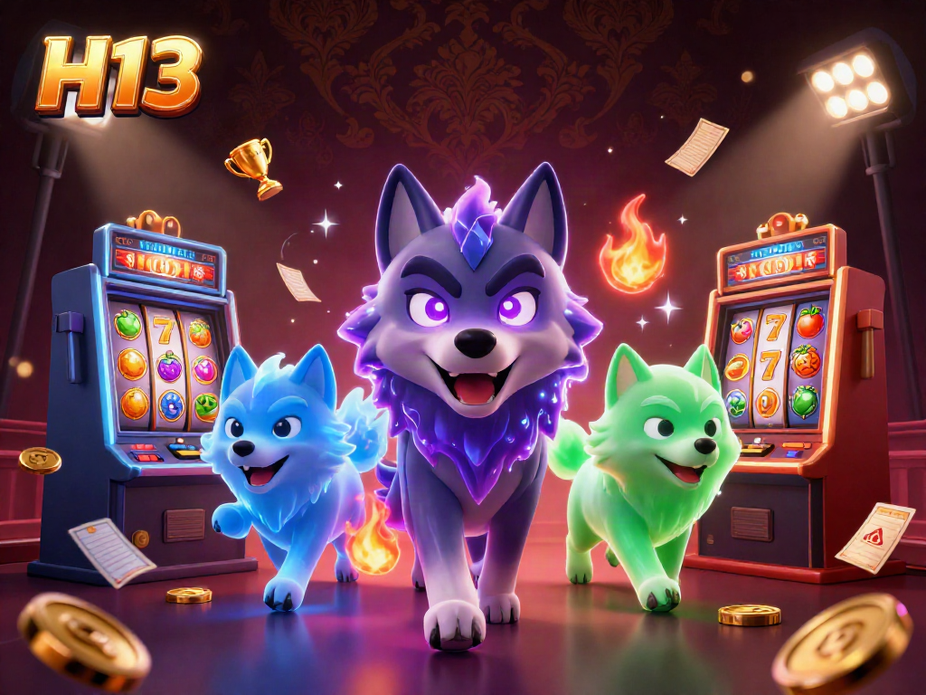 Experience the thrill of H13 gaming with vibrant 3D illustration featuring dynamic casino elements.