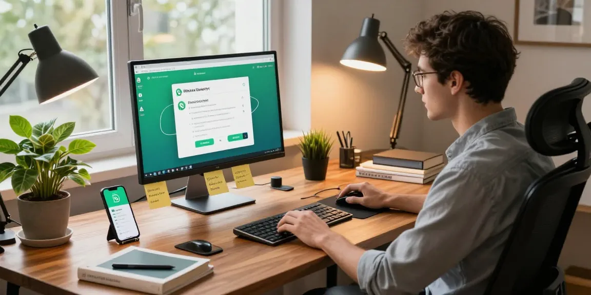 WhatsApp電腦版 user engaging in an interactive workspace with modern tech elements.