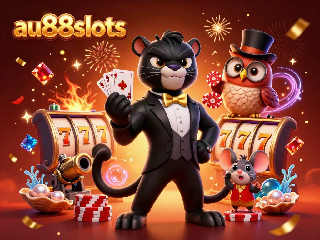 Experience the thrill of exciting card games at au88slots with stylish characters amidst dynamic casino elements.