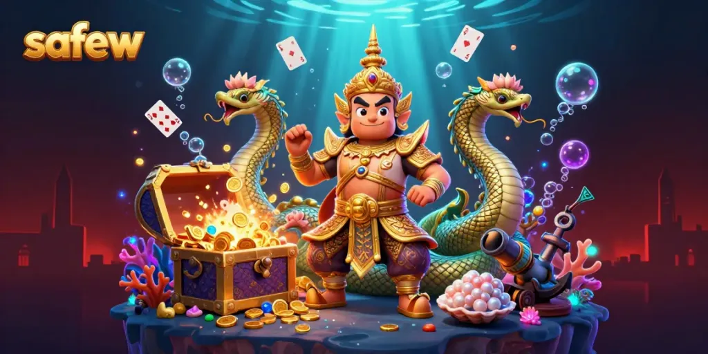 Experience safew's dynamic gaming universe with golden guardians and treasure-filled underwater realms.