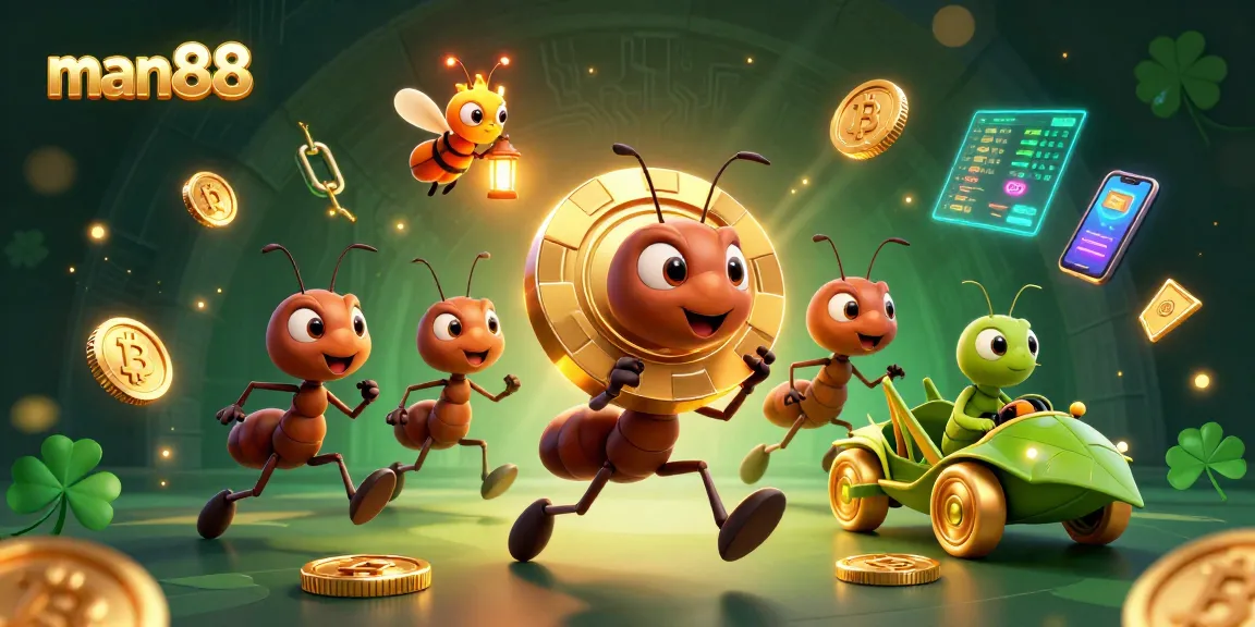 Experience the thrilling escapade of the man88 gang, an ant heist with crypto coins and vibrant casino action.