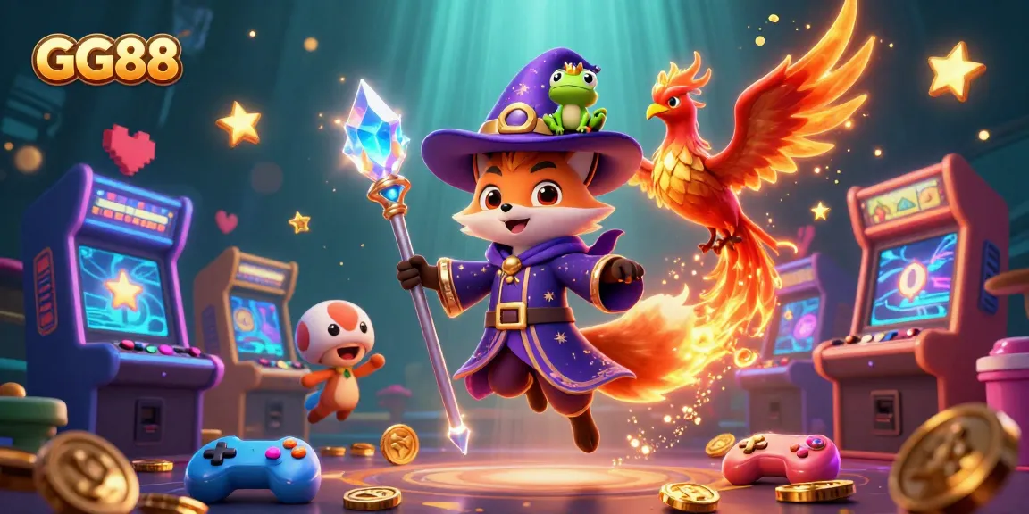 Experience the excitement of GG88 with vibrant arcade elements and 3D magical characters.