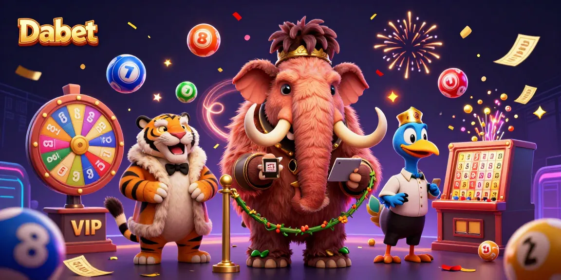 Dabet showcases a vibrant casino scene with a woolly mammoth bouncer checking IDs, engaging players in a dynamic gaming atmosphere.