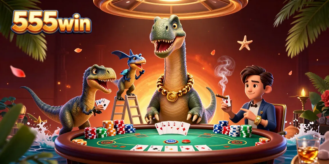 Join the action at 555win with a dynamic casino scene featuring engaging characters and vibrant gameplay elements.