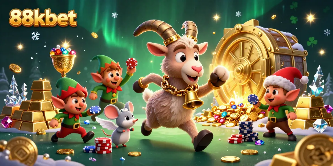 Watch the Krampus goat and angel mouse guide gameplay at 88kbet casino, filled with excitement and treasures.