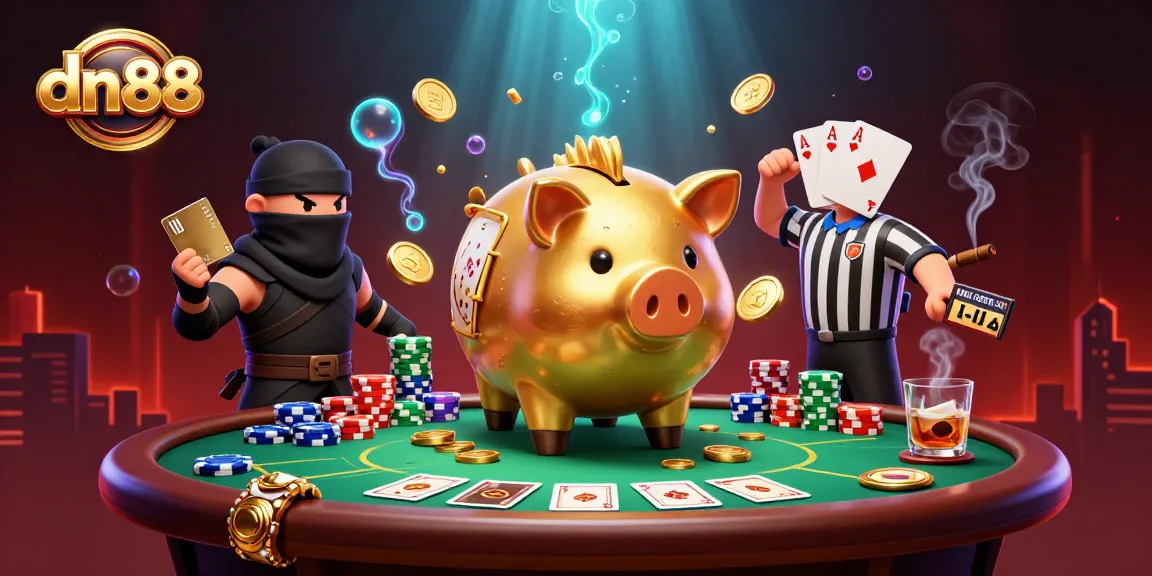 Win big at dn88 with the exciting golden piggy bank sumo wrestler and action-packed casino scene.