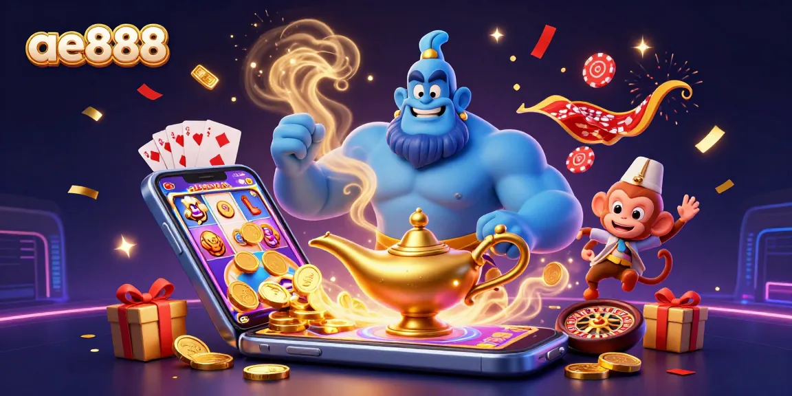 Experience excitement with ae888 through a magical genie scene filled with casino thrills and dynamic gaming elements.