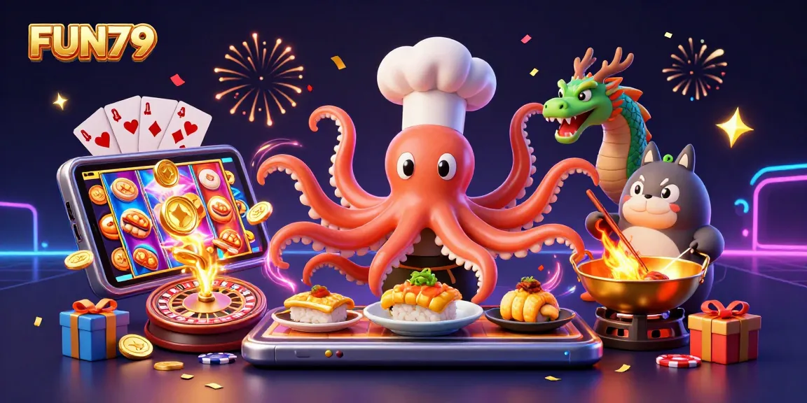 Enjoying exciting gameplay at FUN79 with vibrant visuals and casino elements surrounding characters.